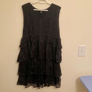 Black Lace Tiered Ruffle Dress